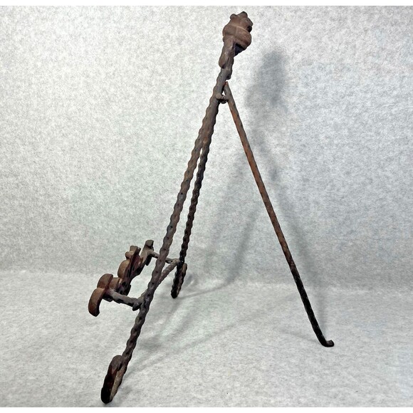 Vtg Ornate Cast Iron Easel Stand 15” Display Frame Plate Book Artifact Rustic - Picture 4 of 16